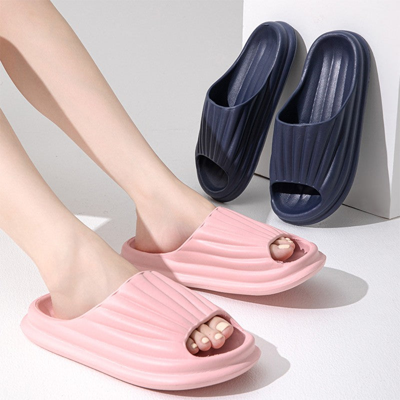 Slippers Women Men New Solid Striped Peep-toe Shoes - Beuti-Ful