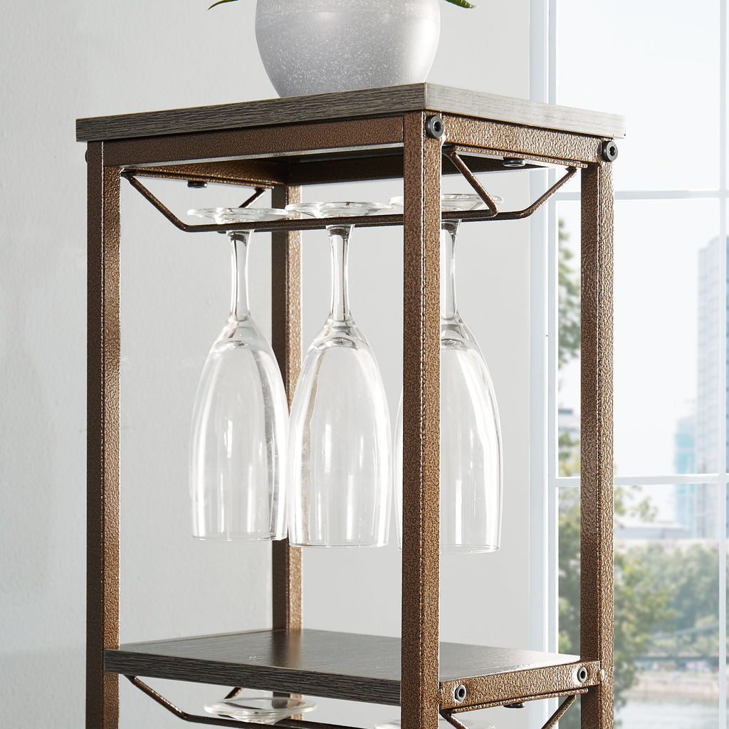 5-tier Freestanding Wine Rack With Hanging Wine Glass Rack And Storage Rack - Beuti-Ful