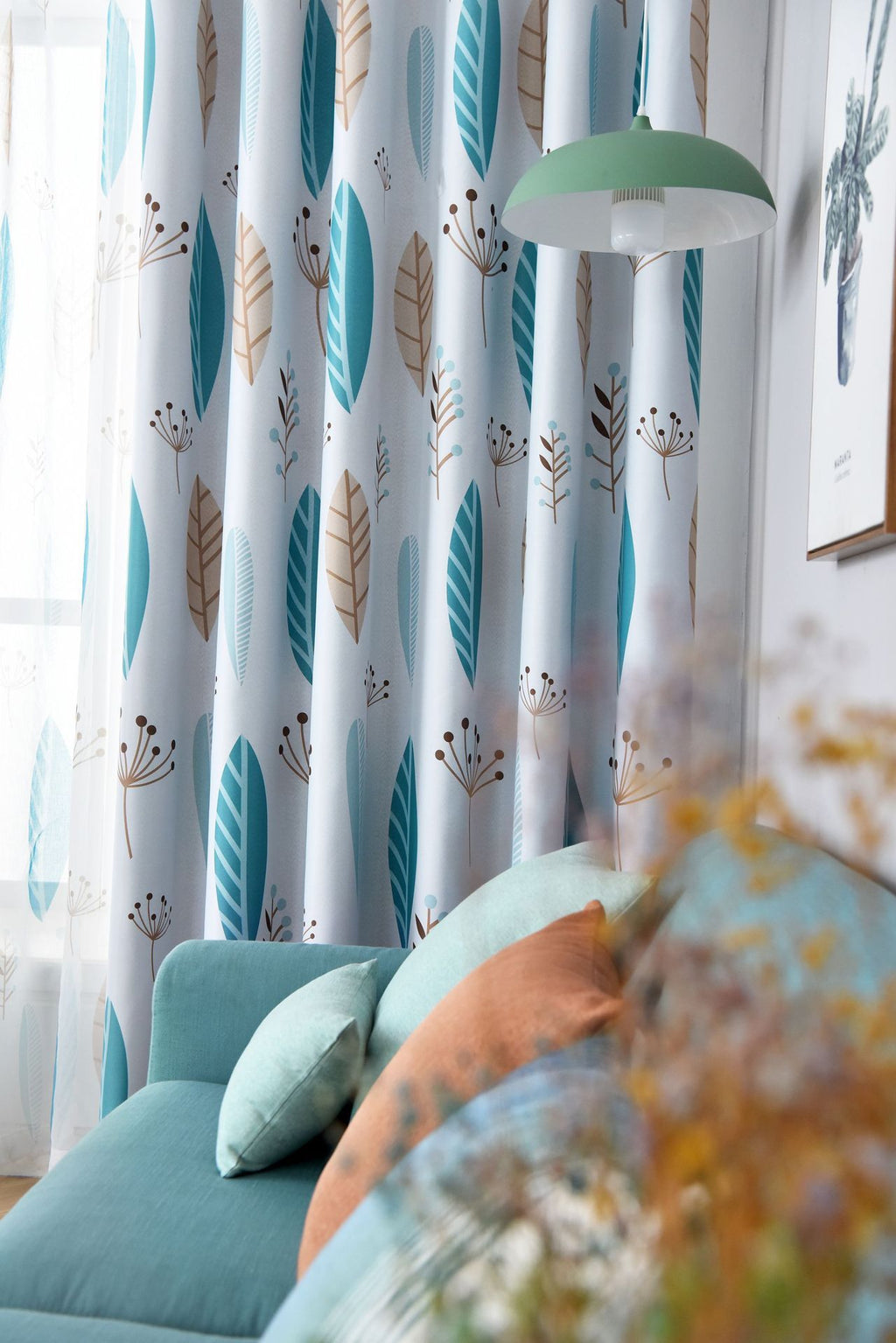 Nordic Style Nordic Leaf Curtain Shading Bedroom Living Room Shading Curtains - Beuti-Ful