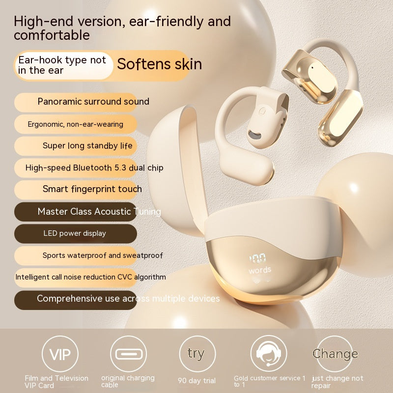 Wireless Ear Hook Bluetooth Headset Gas Bone Conduction Long Endurance - Beuti-Ful