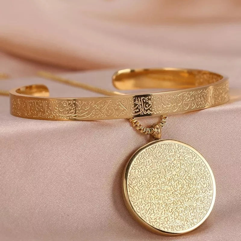 Stainless Steel Arabic Disc Necklace Bracelet - Beuti-Ful