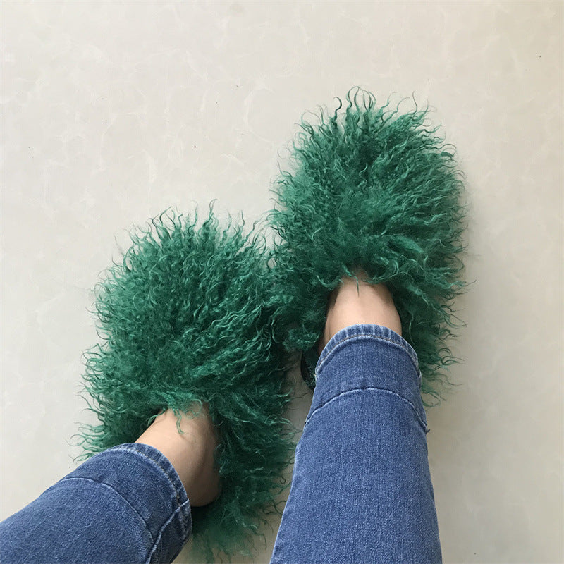 Imitation Tan Sheep Maomao Warm Women's Cotton Slippers Snow Boots - Beuti-Ful