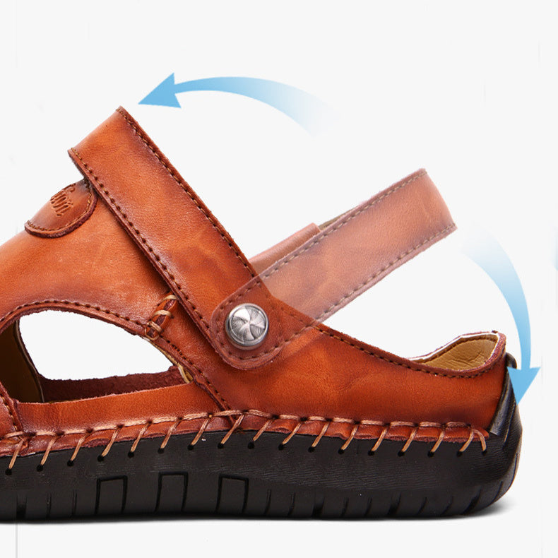 Men's Closed Toe Sandals Summer Adjustable Slides Slippers  Beach Shoes