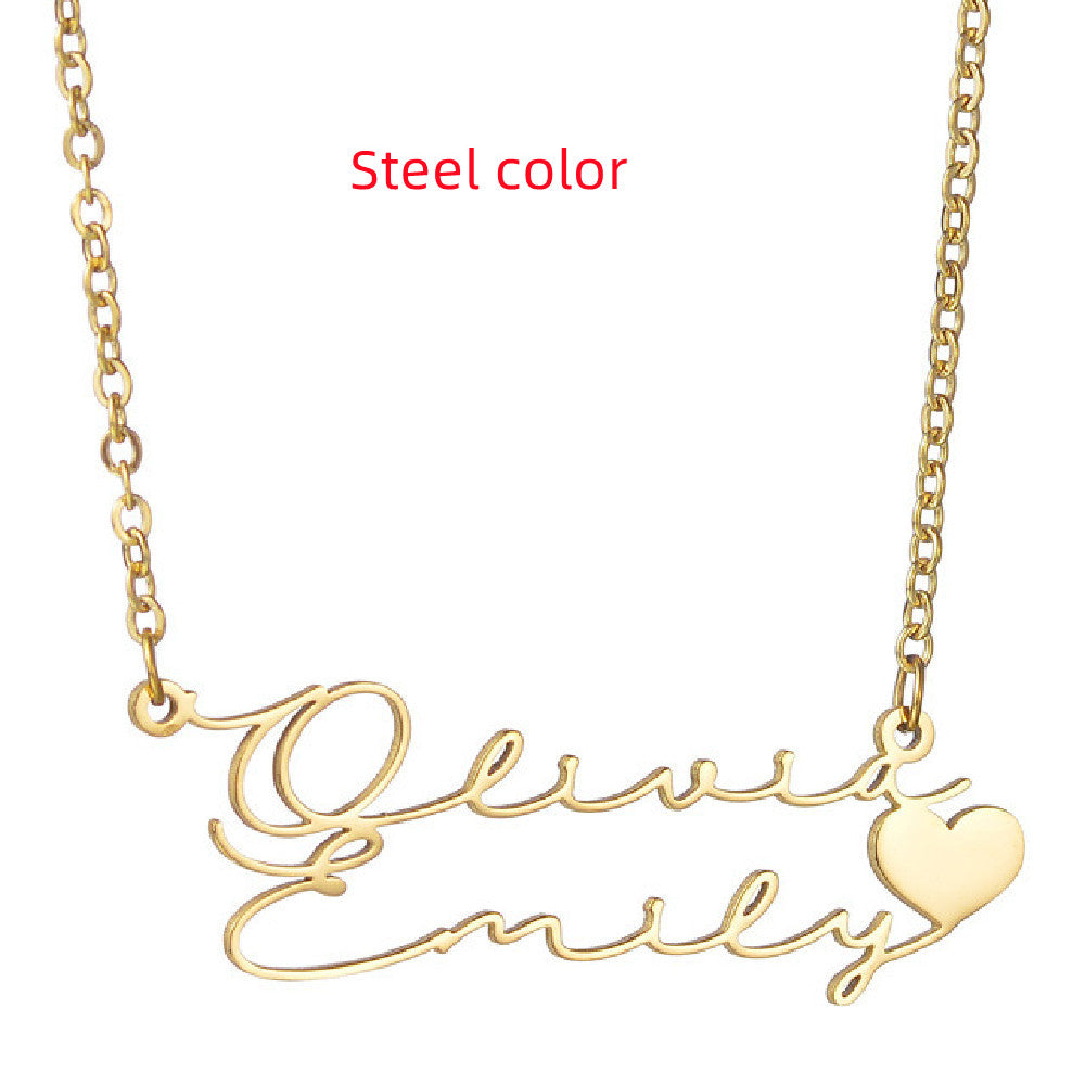 Stainless Steel English Double-layer Pendant Necklace - Beuti-Ful