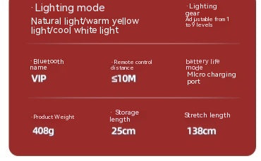 8-inch Beauty Fill Light Selfie Stick Bluetooth Remote Control Integrated Outdoor Floor Live Tripod - Beuti-Ful