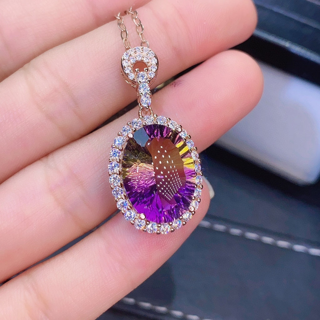 Amethyst Ring Pendant Set With Millennium Cut Crystals - Beuti-Ful