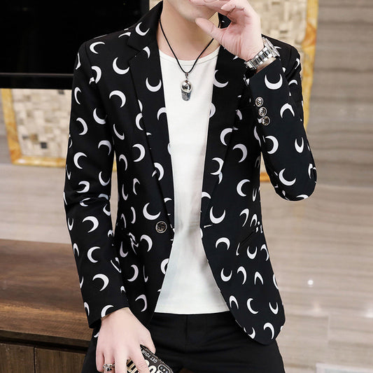 Fashion Fashion Printing Coat Single Row One Button Suit - Beuti-Ful