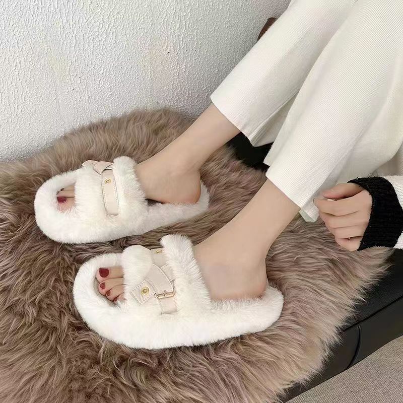 Fluffy Slippers Women's Flat Slippers - Beuti-Ful