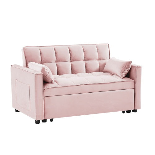 Modern Velvet Loveseat Futon Sofa Couch W Pullout 3 In 1 Convertible Sleeper Sofa Bed - Beuti-Ful
