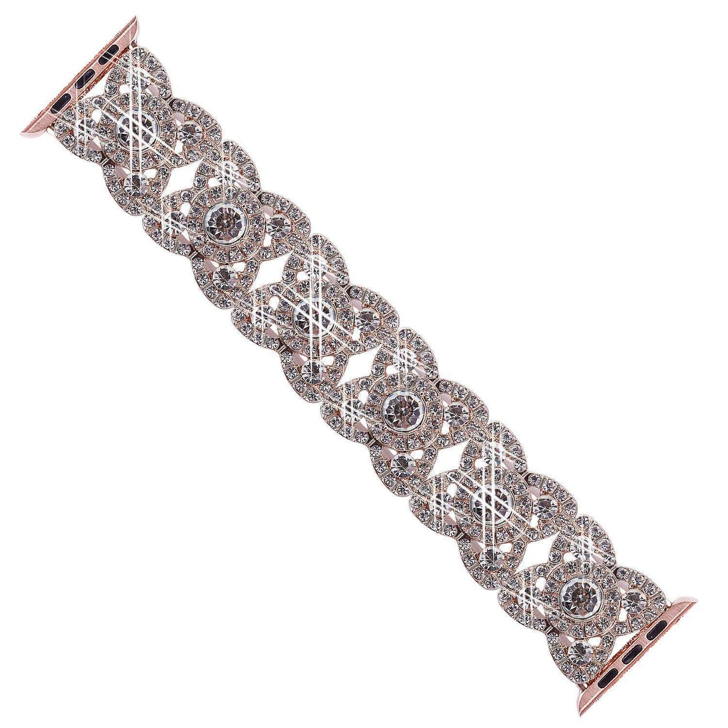 Four Petal Flower Metal Diamond Watch Band