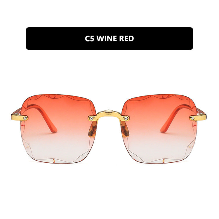 Square Sunglasses Trimmed Frameless Tide Large Rim Sunglasses - Beuti-Ful