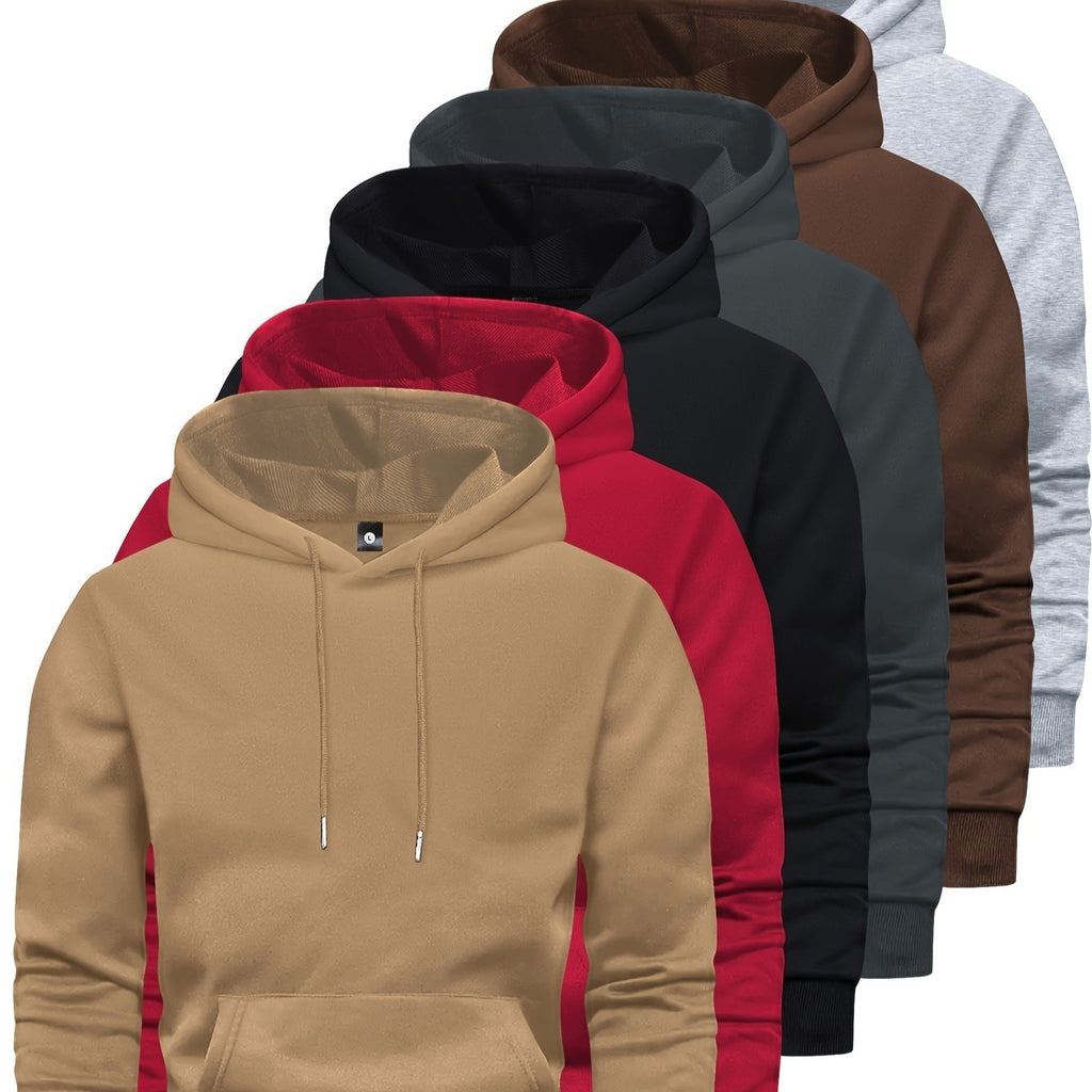 6-Piece Men's Long-sleeved Solid Color Hooded Sweaters