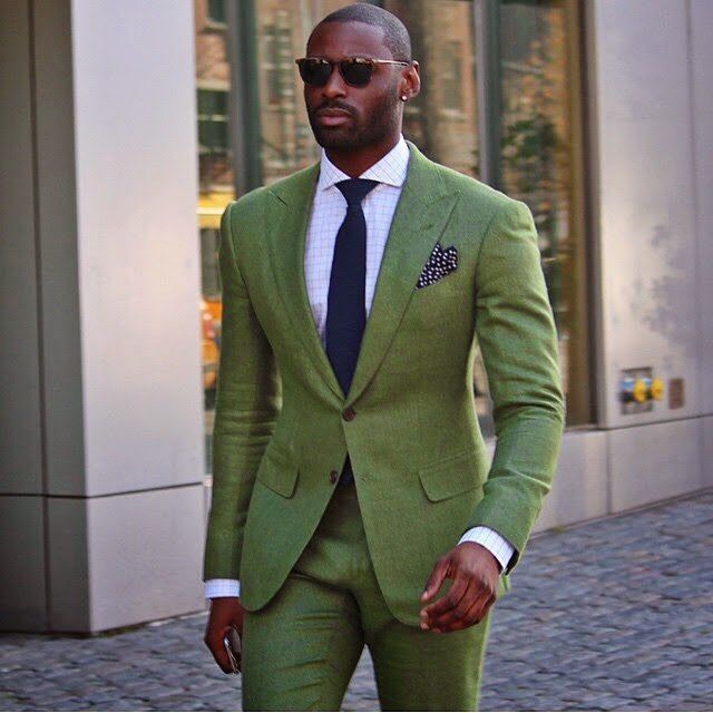 Green  Business Casual Suit Men's Two-piece Suit Bridegroom