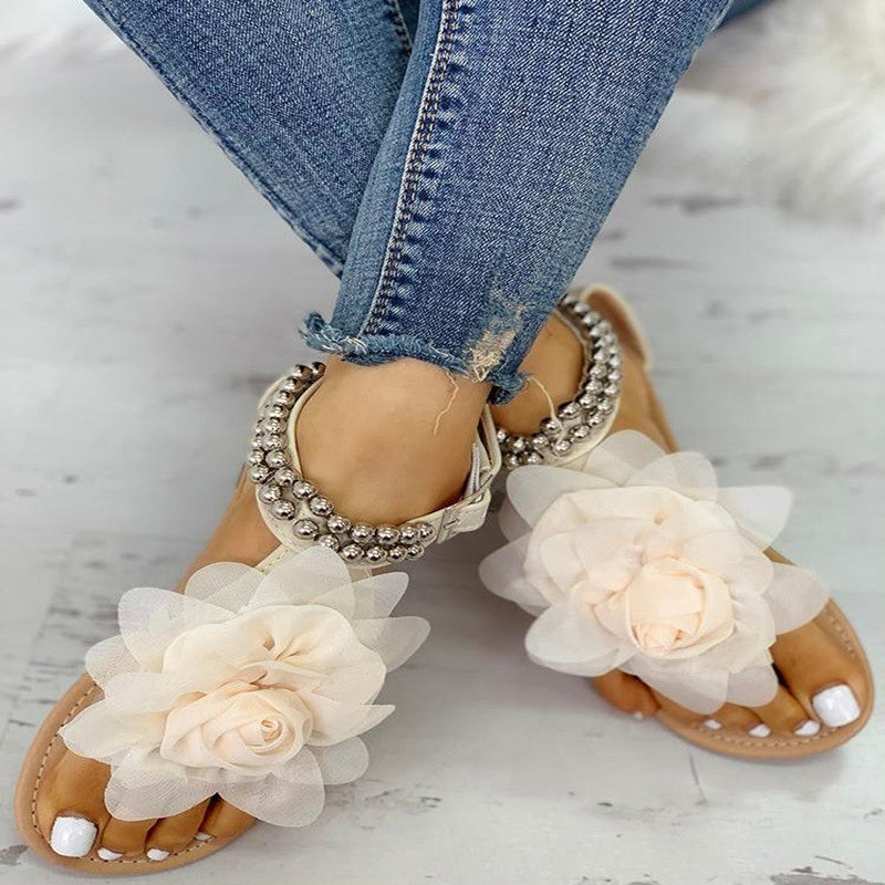 Flat flower sandals - Beuti-Ful