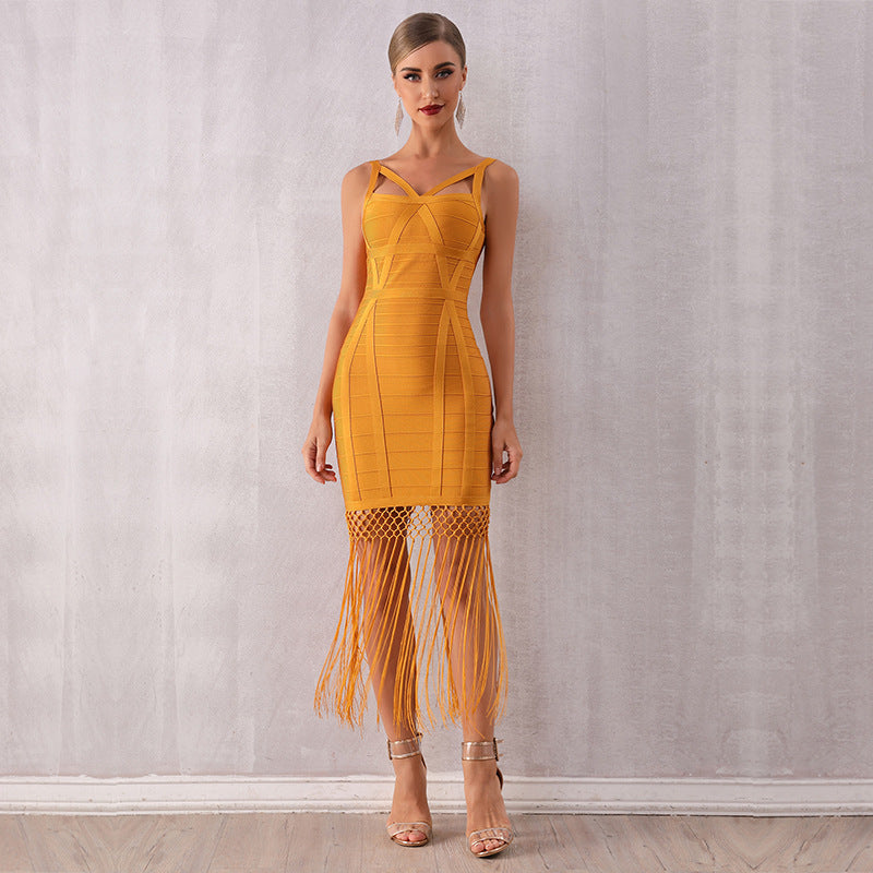Fringed bandage dress - Beuti-Ful