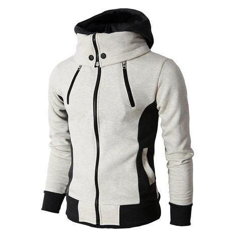 Men's Zip UP Hooded Jacket Fake Two Piece Sports Cardigan