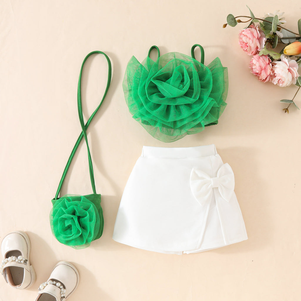Girl's 3D Flower Pulling Strap Set