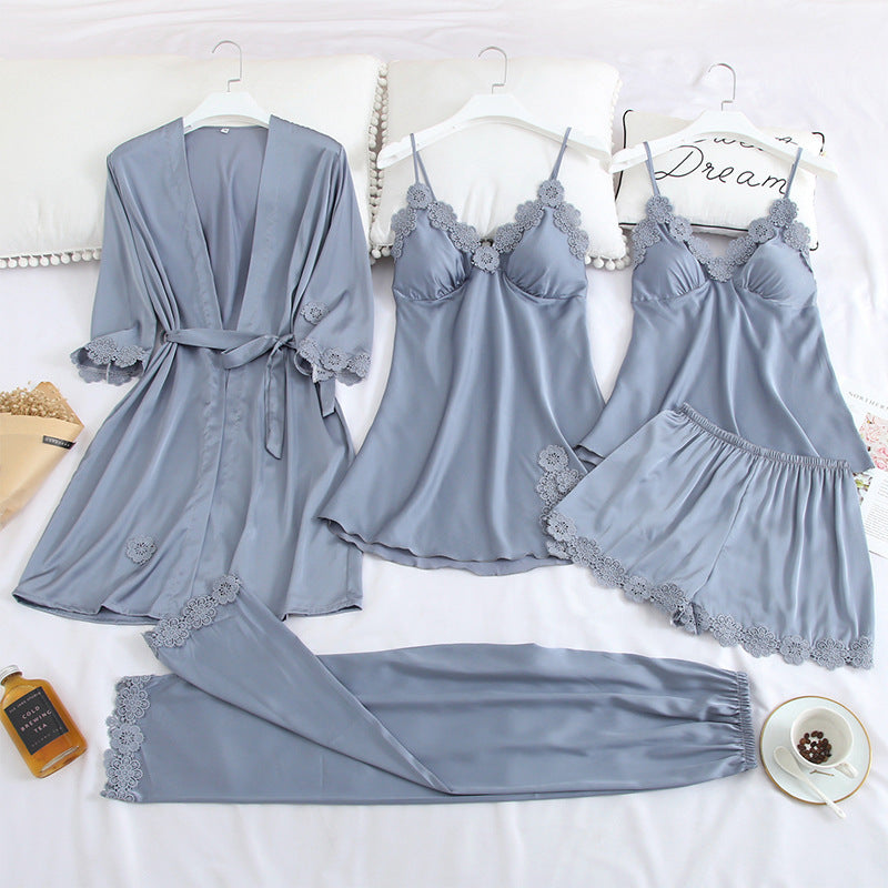 Condole belt ice silk pajamas