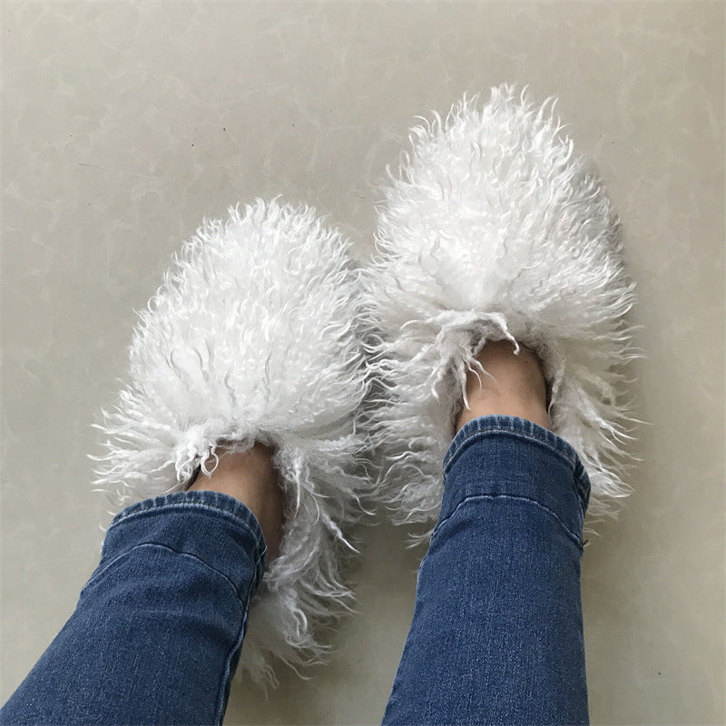 Imitation Tan Sheep Maomao Warm Women's Cotton Slippers Snow Boots - Beuti-Ful