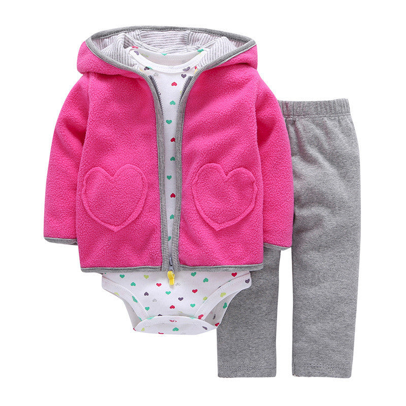 Polar Fleece Hooded Zip Romper Set
