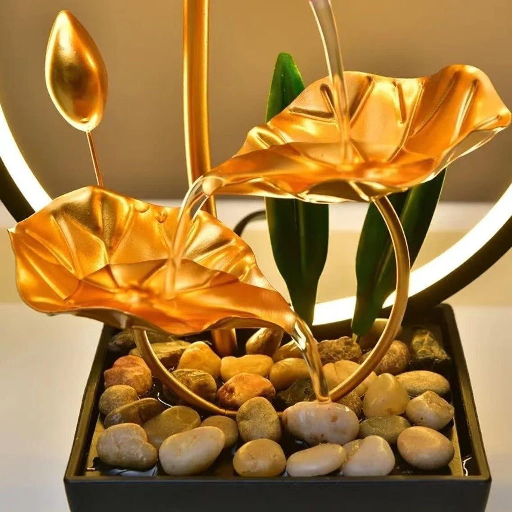 Flowing Water Ornaments Circulating Amp Ring Living room Night Light Decoration - Beuti-Ful