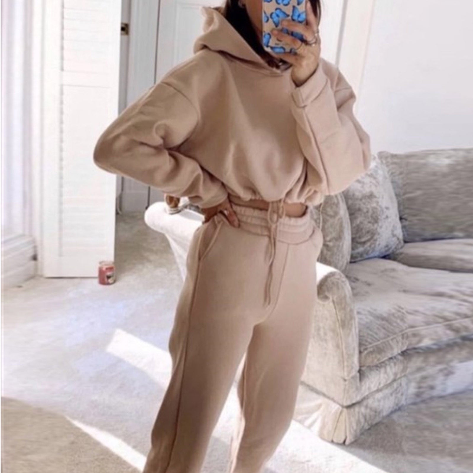 Jogging Suits For Women 2 Piece Sweatsuits Tracksuits Sexy Long Sleeve HoodieCasual Fitness Sportswear - Beuti-Ful