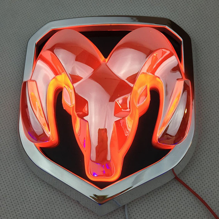 LED Luminous With Light Modified Ram Tail Logo Car Head Logo - Beuti-Ful