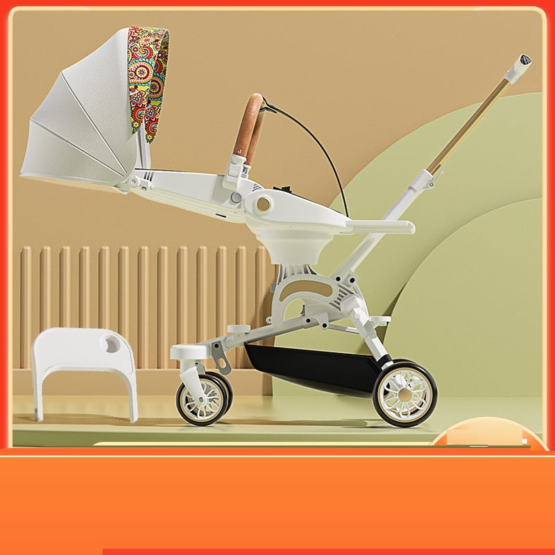 Can Sit And Lie Flat Two-way Folding Lightweight Shock-absorbing High-view Stroller - Beuti-Ful