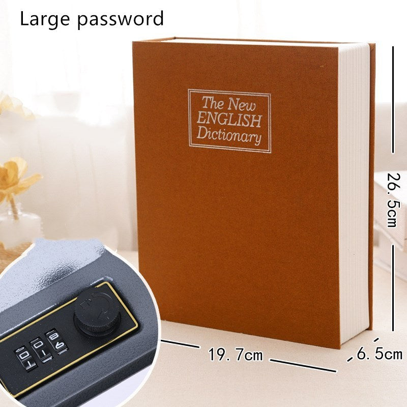 Book safe box password box with lock simulation storage