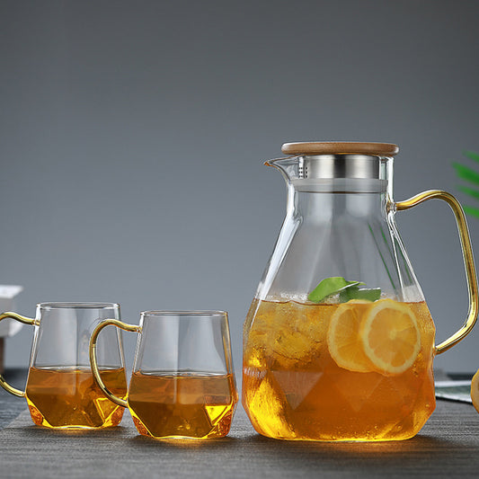 Diamond Texture Glass Teapot Set Hot Cold Water Water Jug Transparent Coffee Pot