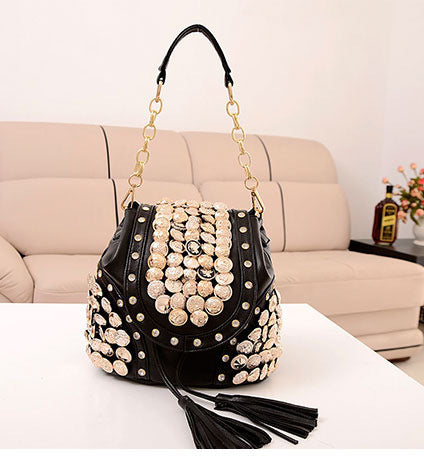 Fashion Button Bag Retro Tassel Bucket Bag Multi Purpose Backpack - Beuti-Ful