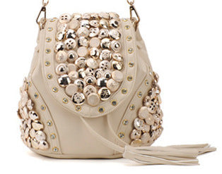 Fashion Button Bag Retro Tassel Bucket Bag Multi Purpose Backpack - Beuti-Ful