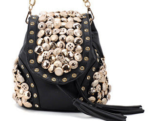 Fashion Button Bag Retro Tassel Bucket Bag Multi Purpose Backpack - Beuti-Ful