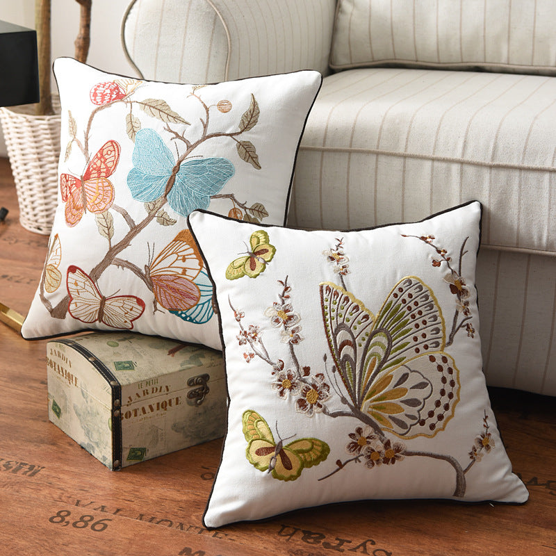 Flower, Bird And Butterfly Three-dimensional Embroidery Cushion Cover Without Core - Beuti-Ful