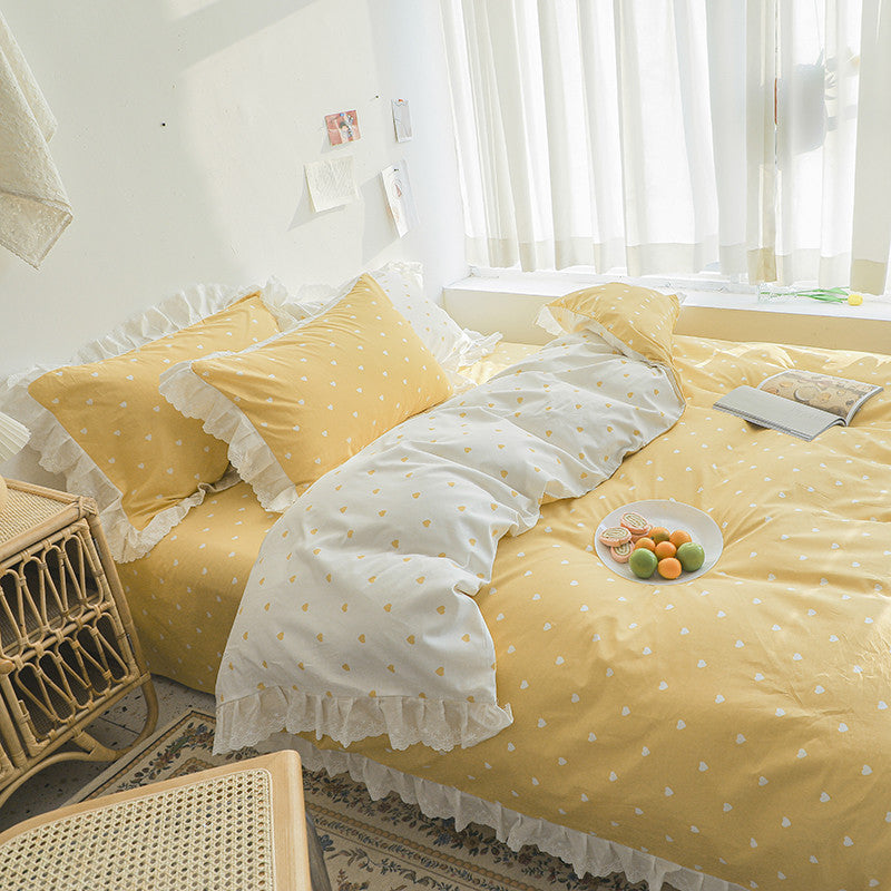 Embroidered Lace 4-piece Princess Style Pure Cotton Quilt Cover - Beuti-Ful