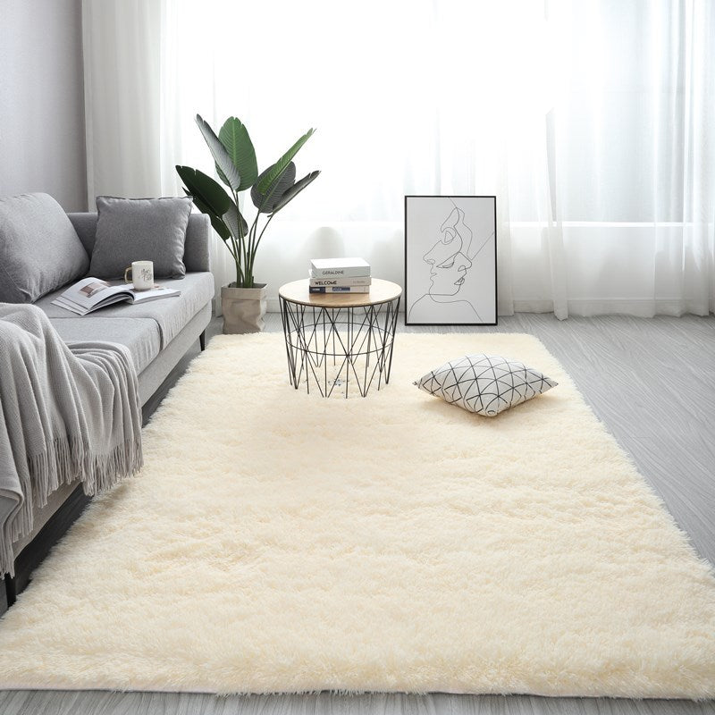 Nordic Fluffy Carpet Rugs For Bedroomliving Room Rectangle Large Size Plush Anti-slip Soft Carpet White Red 13 Colors - Beuti-Ful