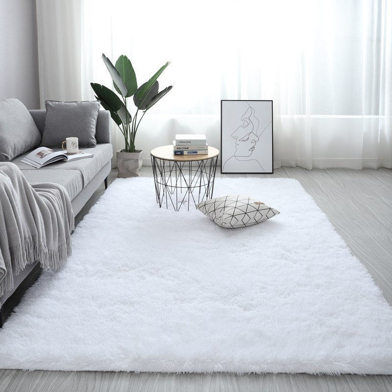 Nordic Fluffy Carpet Rugs For Bedroomliving Room Rectangle Large Size Plush Anti-slip Soft Carpet White Red 13 Colors - Beuti-Ful