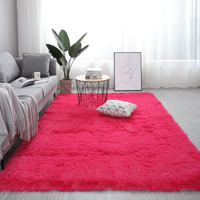 Nordic Fluffy Carpet Rugs For Bedroomliving Room Rectangle Large Size Plush Anti-slip Soft Carpet White Red 13 Colors - Beuti-Ful