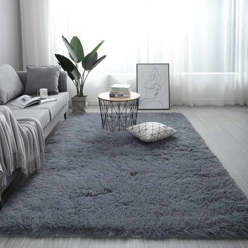 Nordic Fluffy Carpet Rugs For Bedroomliving Room Rectangle Large Size Plush Anti-slip Soft Carpet White Red 13 Colors - Beuti-Ful