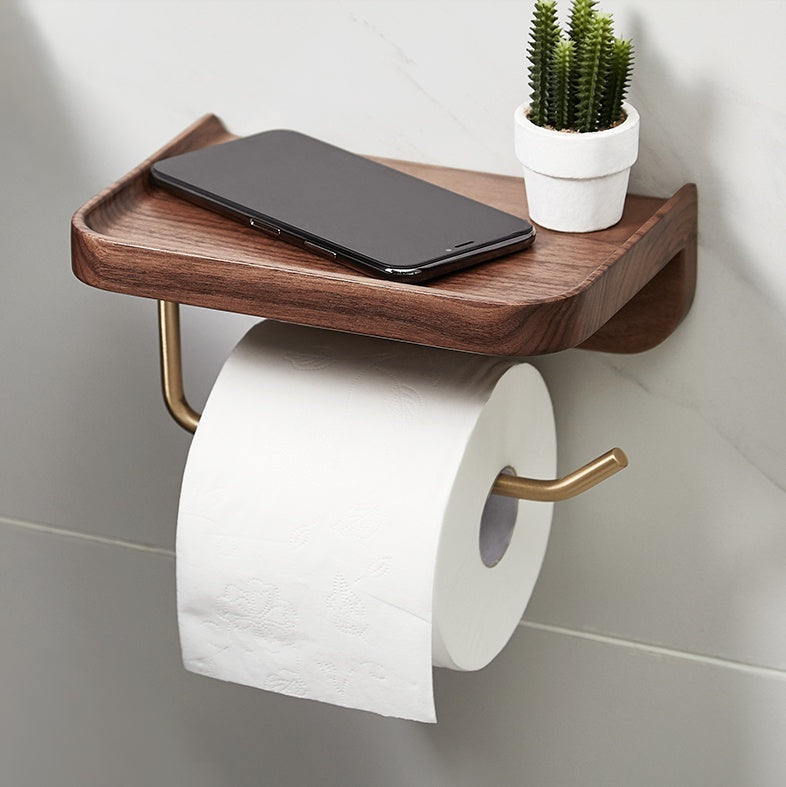Solid Wood Creative Wall-mounted Paper Towel Rack Toilet Roll Holder Wall-mounted - Beuti-Ful