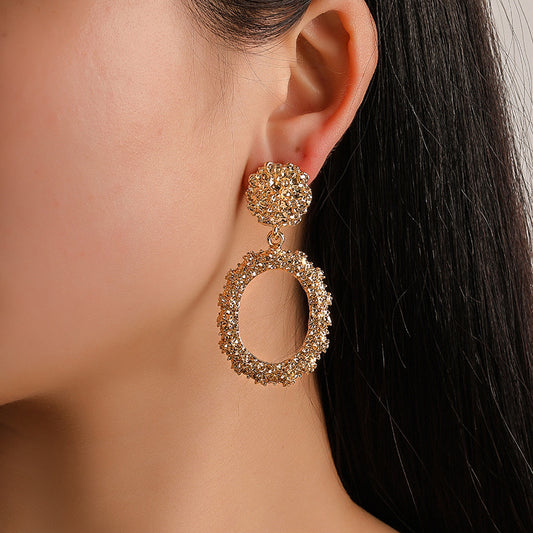 Exaggerated Circle Embossed Ladies Earrings