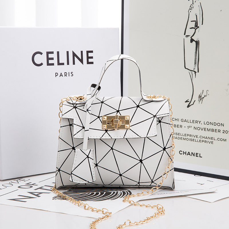 Ladies Hand Bag  New Leather Stitching Lock Kelly Small Square Bag Diamond Bag - Beuti-Ful