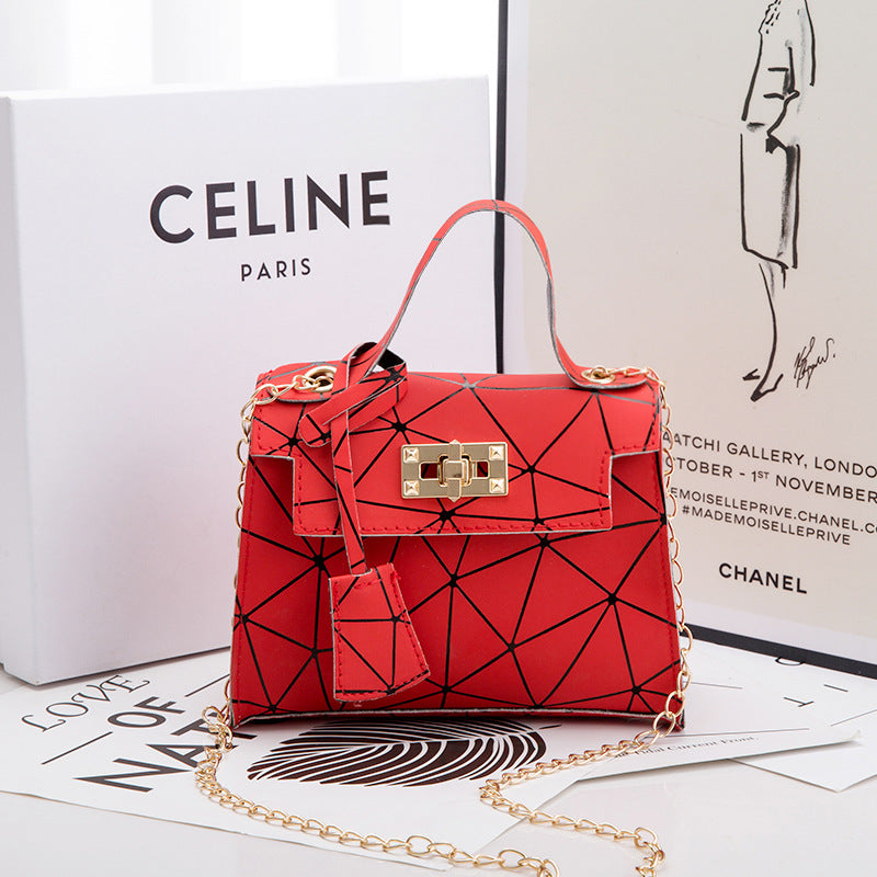 Ladies Hand Bag  New Leather Stitching Lock Kelly Small Square Bag Diamond Bag - Beuti-Ful