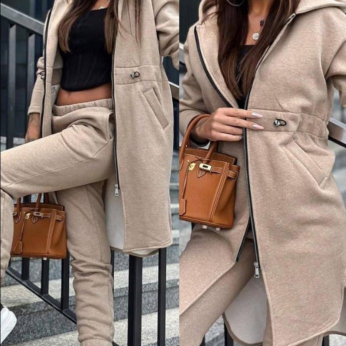 Casual Fleece Hooded Sweater Suit