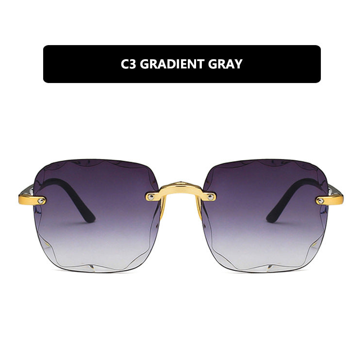 Square Sunglasses Trimmed Frameless Tide Large Rim Sunglasses - Beuti-Ful