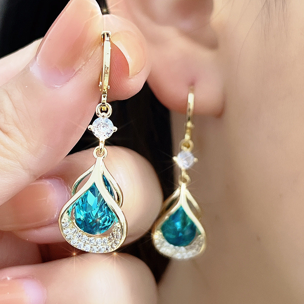 Inlaid Zircon Exquisite Elegant Luxury Light Luxury High-end Earrings - Beuti-Ful