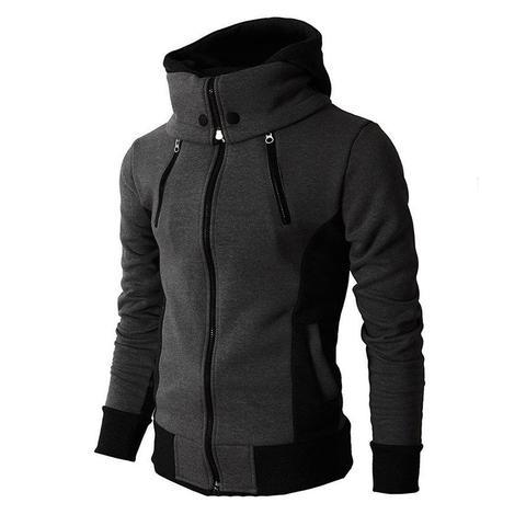 Men's Zip UP Hooded Jacket Fake Two Piece Sports Cardigan