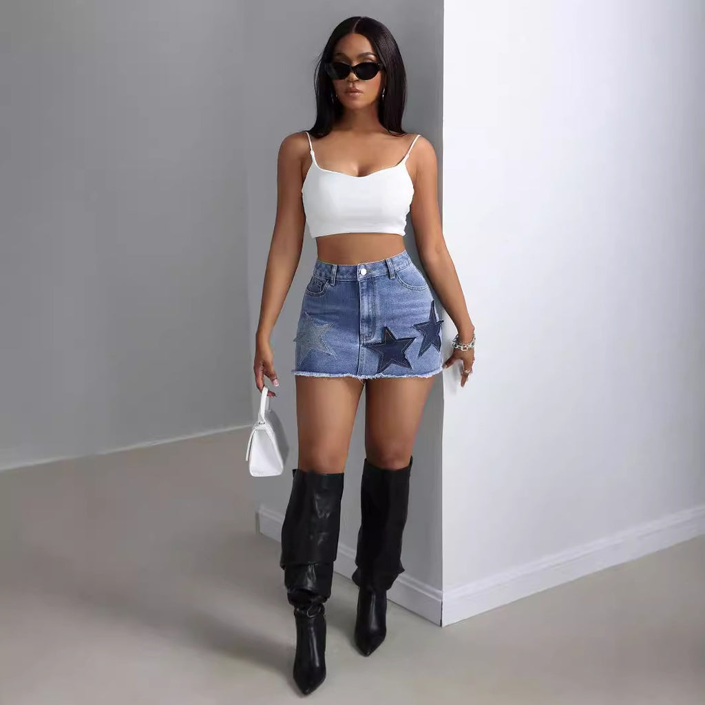 High-Waisted Slimming Ultra-Short Denim Skirt - Beuti-Ful