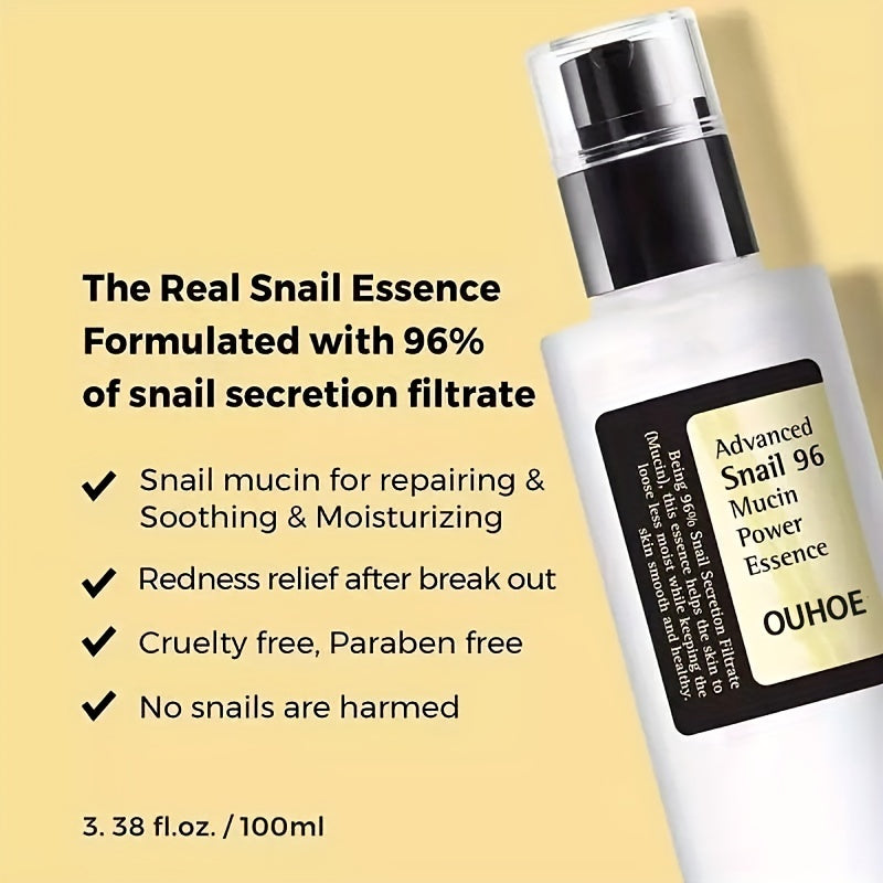 Snail Mucin Power Essence Moisturiser, 100ml Snail Mucin Essence Repairing Hyaluronic Acid - Beuti-Ful