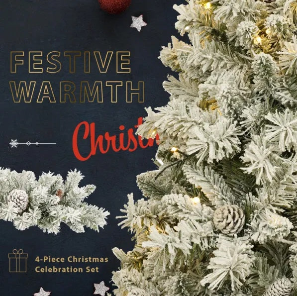 Pre-lit Xmas Tree Artificial Christmas 4-Piece Set - Beuti-Ful